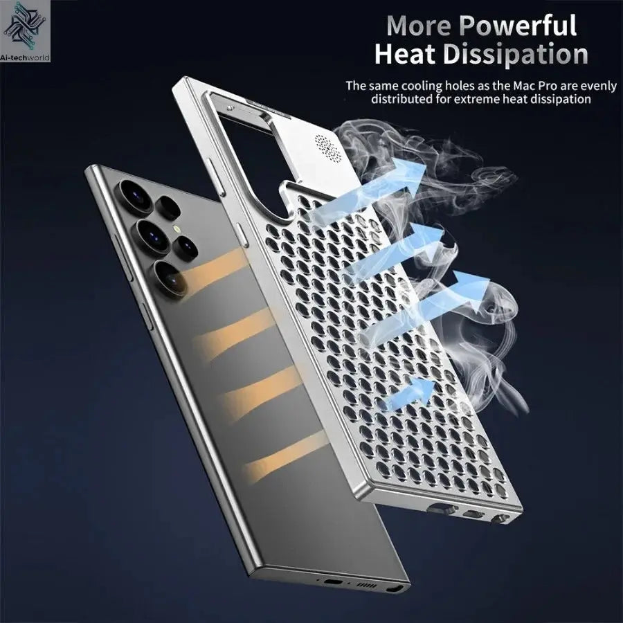 Aluminum Alloy Metal Aromatherapy Case For Galaxy S24 Plus S23 S22 Ultra Heat Dissipation Shockproof Anti-scratch Fragrant Cover Ai-TechWorld 