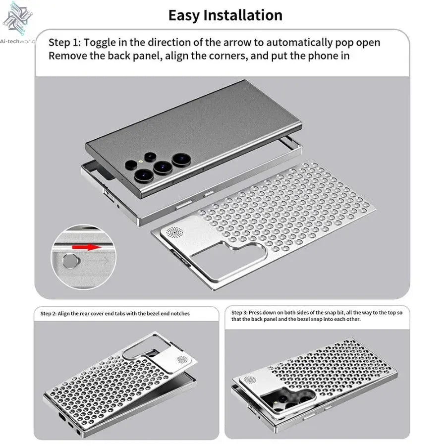 Aluminum Alloy Metal Aromatherapy Case For Galaxy S24 Plus S23 S22 Ultra Heat Dissipation Shockproof Anti-scratch Fragrant Cover Ai-TechWorld 