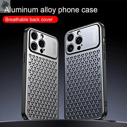 Aluminum Alloy Phone Case For iPhone 17 16 15 14 13 Pro Max Metal Breathable Back Cover - Ai-TechWorld