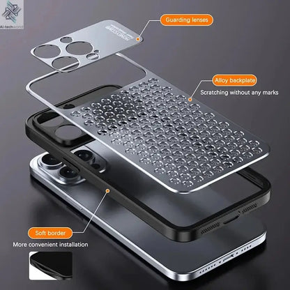 Aluminum Alloy Phone Case For iPhone 17 16 15 14 13 Pro Max Metal Breathable Back Cover - Ai-TechWorld