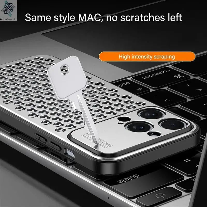 Aluminum Alloy Phone Case For iPhone 17 16 15 14 13 Pro Max Metal Breathable Back Cover - Ai-TechWorld