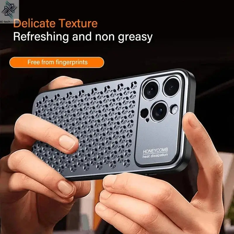 Aluminum Alloy Phone Case For iPhone 17 16 15 14 13 Pro Max Metal Breathable Back Cover - Ai-TechWorld