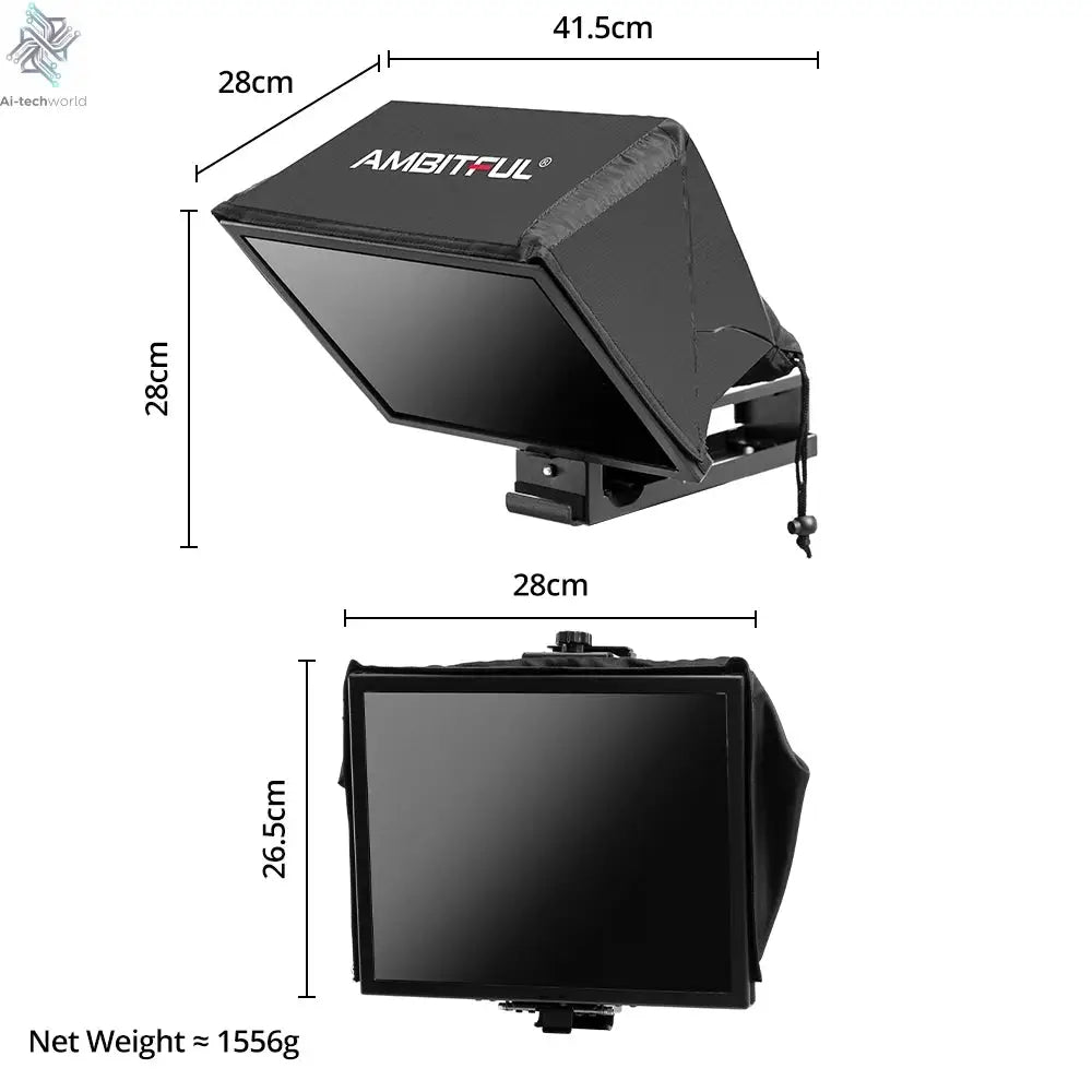 Ambitful T14 PRO Big Screen Prompter Professional Interview Foldable Teleprompter for Smartphone DSLR Camera Live Video Recordin Ai-TechWorld 