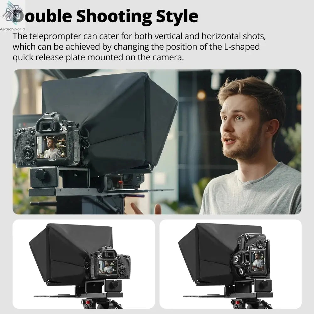 Ambitful T14 PRO Big Screen Prompter Professional Interview Foldable Teleprompter for Smartphone DSLR Camera Live Video Recordin Ai-TechWorld 