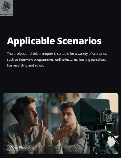 Ambitful T14 PRO Big Screen Prompter Professional Interview Foldable Teleprompter for Smartphone DSLR Camera Live Video Recordin Ai-TechWorld 