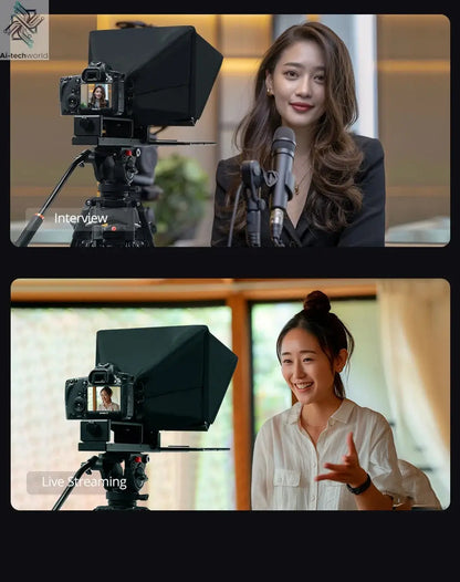 Ambitful T14 PRO Big Screen Prompter Professional Interview Foldable Teleprompter for Smartphone DSLR Camera Live Video Recordin Ai-TechWorld 