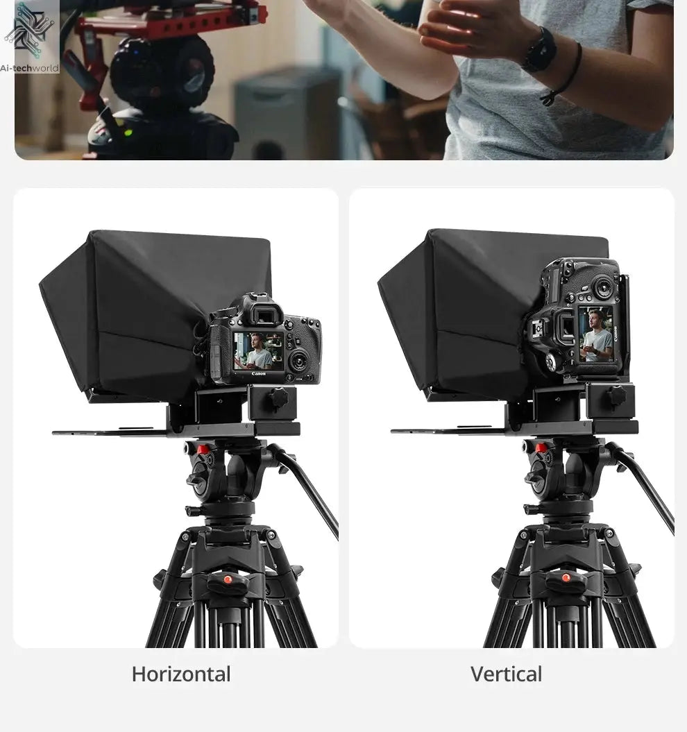 Ambitful T14 PRO Big Screen Prompter Professional Interview Foldable Teleprompter for Smartphone DSLR Camera Live Video Recordin Ai-TechWorld 