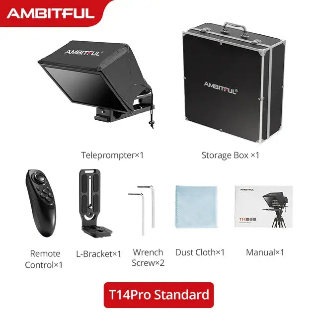 Ambitful T14 PRO Big Screen Prompter Professional Interview Foldable Teleprompter for Smartphone DSLR Camera Live Video Recordin Ai-TechWorld 