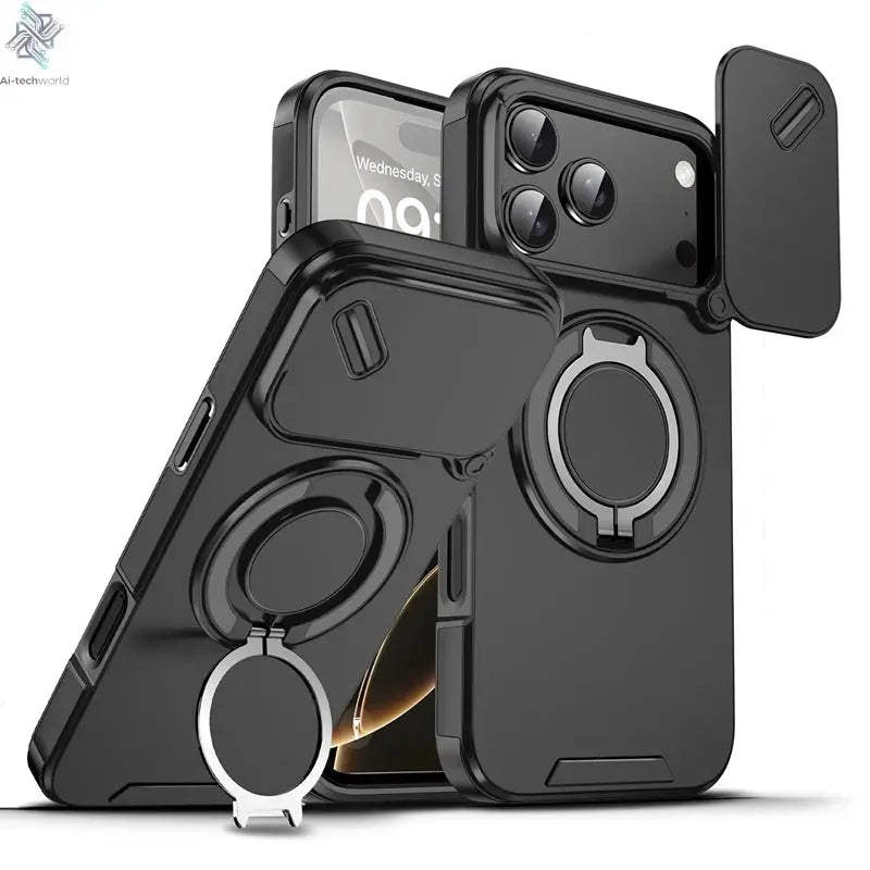 Armor Shockproof Magnetic Ring Stand Holder Case For iphone 17 Pro Max Camera Protection Cover For iphone17 Air - Ai - TechWorld