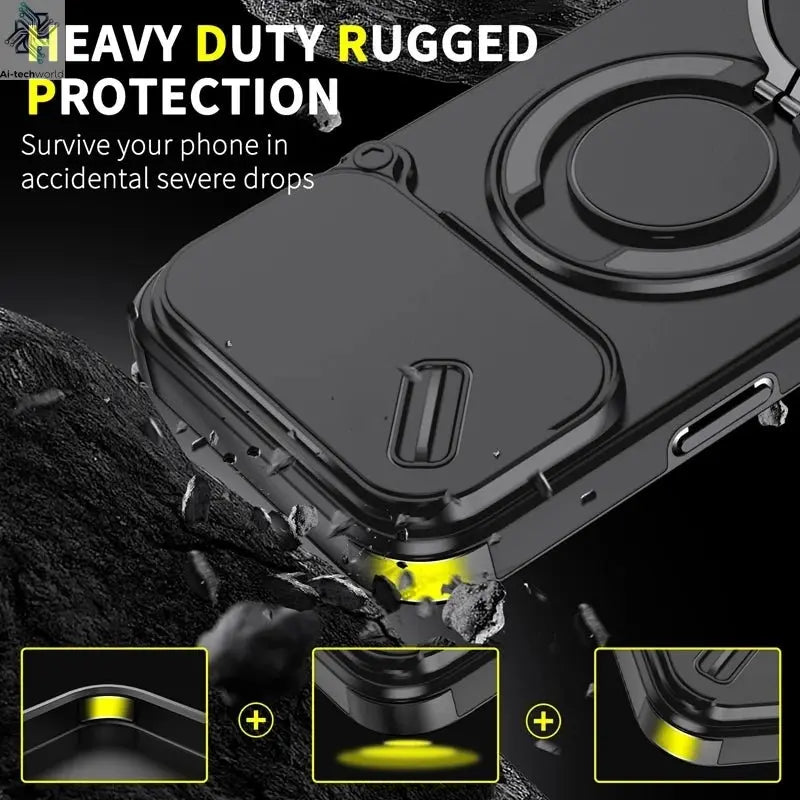 Armor Shockproof Magnetic Ring Stand Holder Case For iphone 17 Pro Max Camera Protection Cover For iphone17 Air - Ai - TechWorld