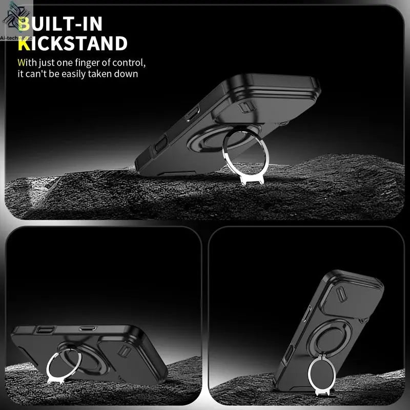 Armor Shockproof Magnetic Ring Stand Holder Case For iphone 17 Pro Max Camera Protection Cover For iphone17 Air - Ai - TechWorld