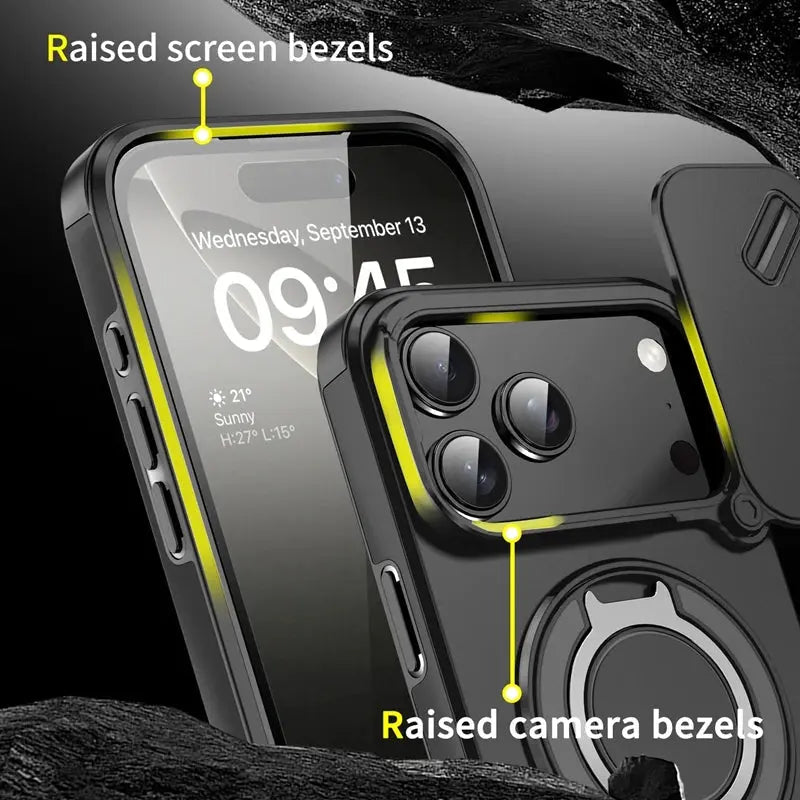 Armor Shockproof Magnetic Ring Stand Holder Case For iphone 17 Pro Max Camera Protection Cover For iphone17 Air - Ai - TechWorld