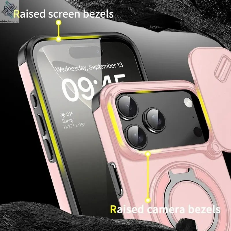 Armor Shockproof Magnetic Ring Stand Holder Case For iphone 17 Pro Max Camera Protection Cover For iphone17 Air - Ai - TechWorld