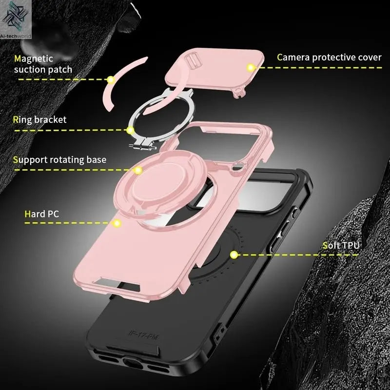 Armor Shockproof Magnetic Ring Stand Holder Case For iphone 17 Pro Max Camera Protection Cover For iphone17 Air - Ai - TechWorld