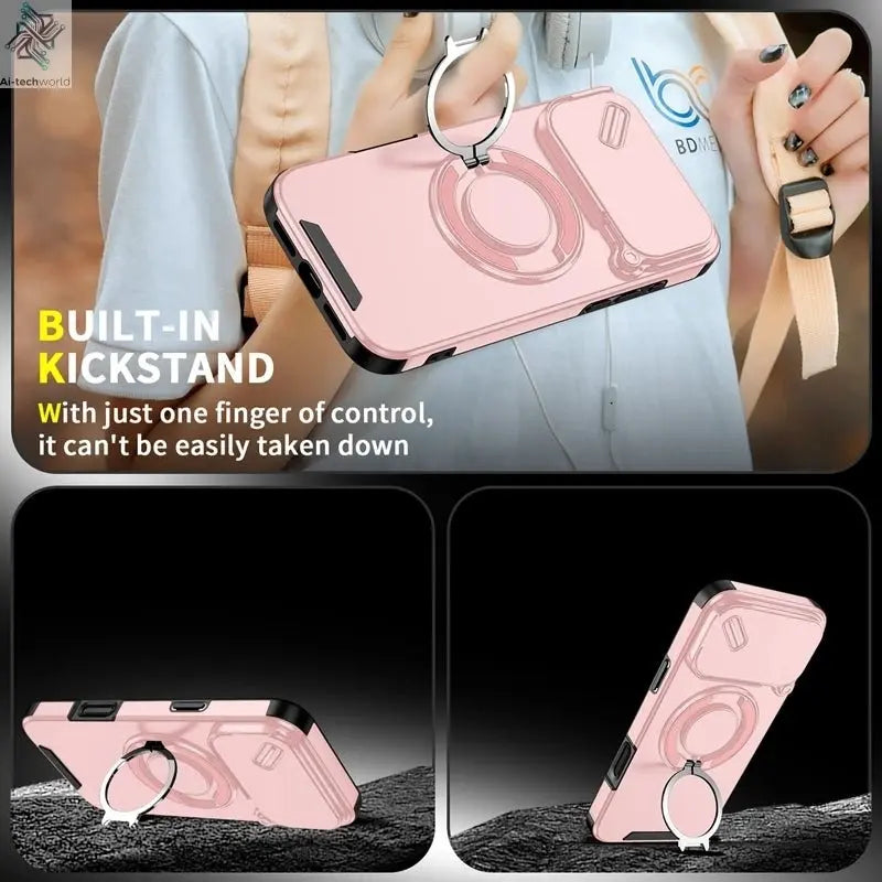 Armor Shockproof Magnetic Ring Stand Holder Case For iphone 17 Pro Max Camera Protection Cover For iphone17 Air - Ai - TechWorld
