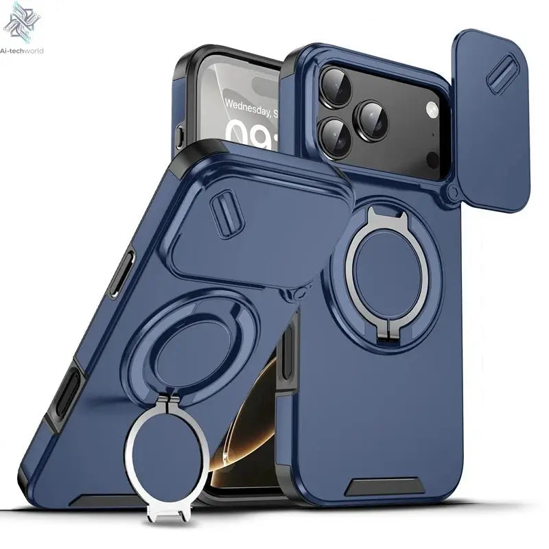 Armor Shockproof Magnetic Ring Stand Holder Case For iphone 17 Pro Max Camera Protection Cover For iphone17 Air - Ai - TechWorld