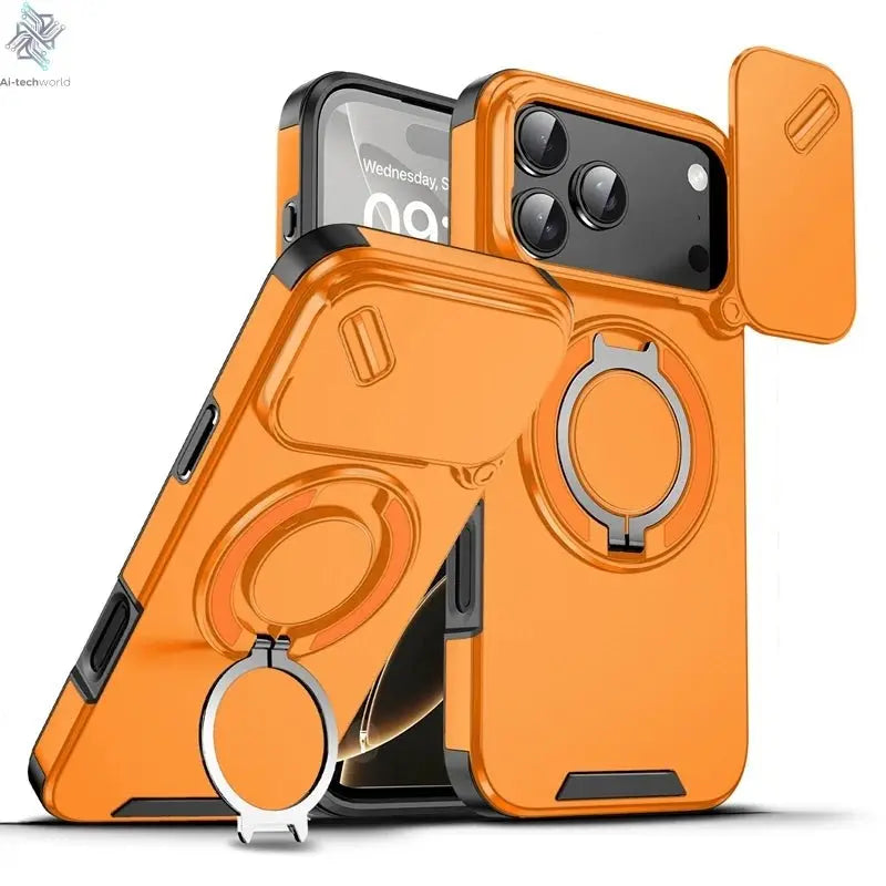 Armor Shockproof Magnetic Ring Stand Holder Case For iphone 17 Pro Max Camera Protection Cover For iphone17 Air - Ai - TechWorld