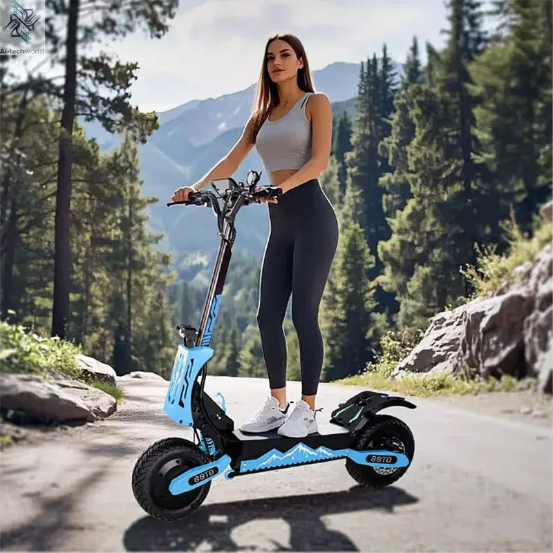 Arwibon 5600W Adult Electric Scooter Dual Motor Top Speed 46MPH,60V27AH, 11-inch Off-Road Tires Sport Folding eScooter with Seat Ai-TechWorld 