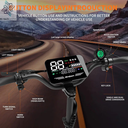 Arwibon 5600W Adult Electric Scooter Dual Motor Top Speed 46MPH,60V27AH, 11-inch Off-Road Tires Sport Folding eScooter with Seat Ai-TechWorld 