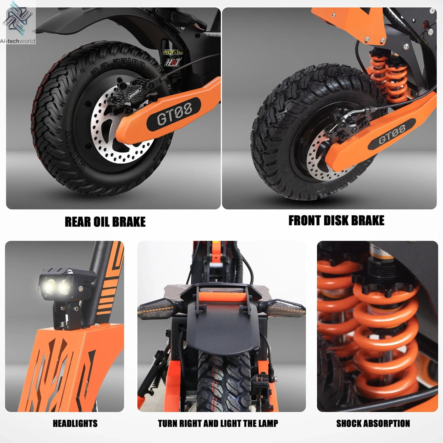 Arwibon 5600W Adult Electric Scooter Dual Motor Top Speed 46MPH,60V27AH, 11-inch Off-Road Tires Sport Folding eScooter with Seat Ai-TechWorld 