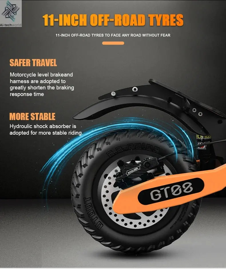 Arwibon 5600W Adult Electric Scooter Dual Motor Top Speed 46MPH,60V27AH, 11-inch Off-Road Tires Sport Folding eScooter with Seat Ai-TechWorld 