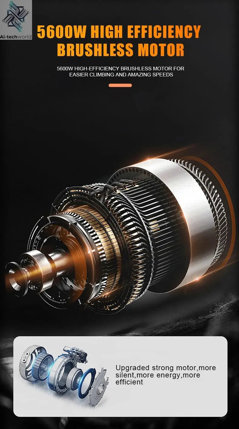 Arwibon 5600W Adult Electric Scooter Dual Motor Top Speed 46MPH,60V27AH, 11-inch Off-Road Tires Sport Folding eScooter with Seat Ai-TechWorld 