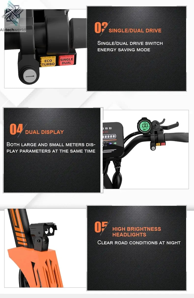 Arwibon 5600W Adult Electric Scooter Dual Motor Top Speed 46MPH,60V27AH, 11-inch Off-Road Tires Sport Folding eScooter with Seat Ai-TechWorld 