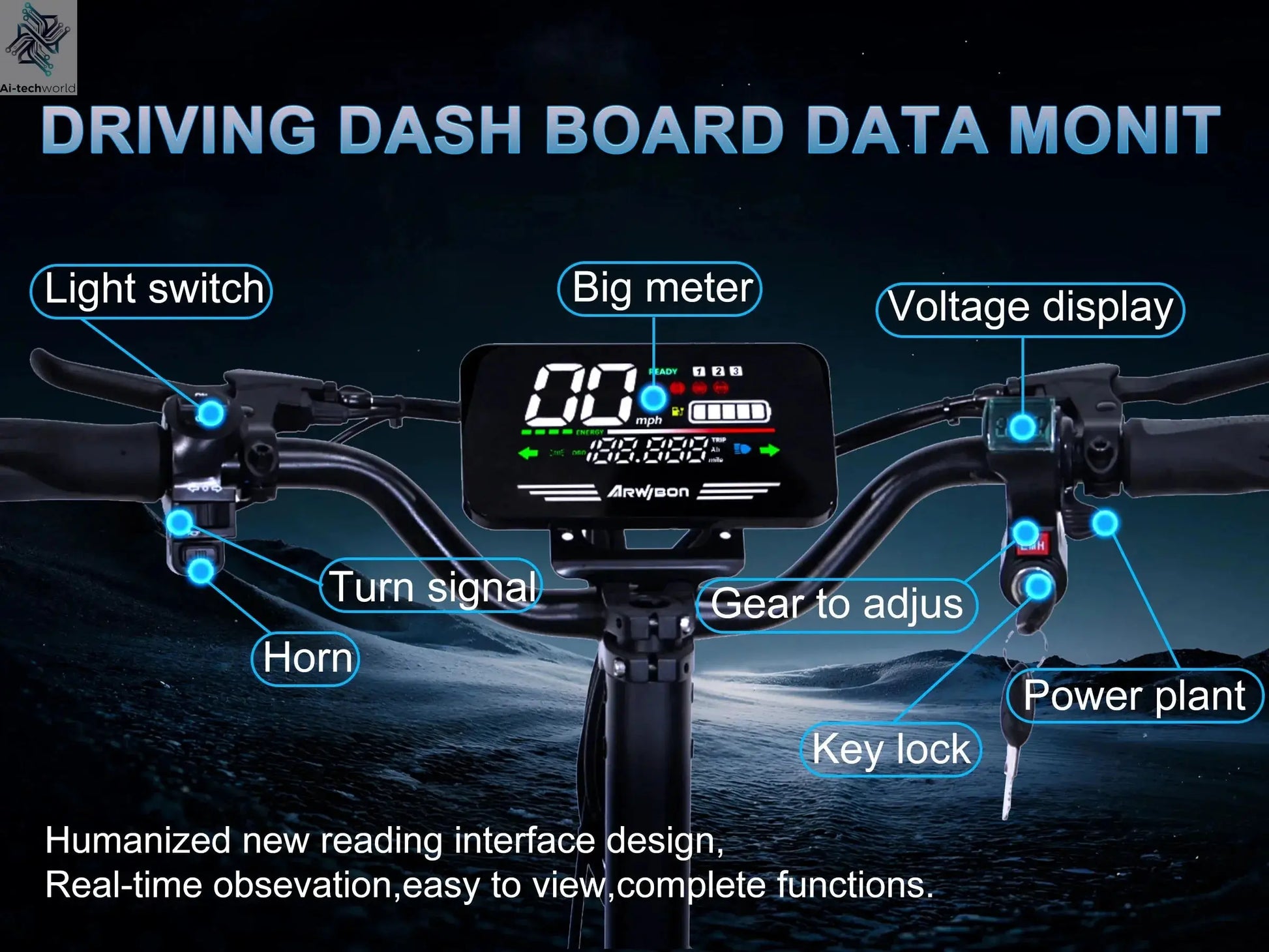 Arwibon GT06 1200W Foldable E-Scooter for Adults -Max Speed 25MPH, 48V 13AH/23.4AH, 11"Off-Road Tires | US Stock, Factory Direct Ai-TechWorld 