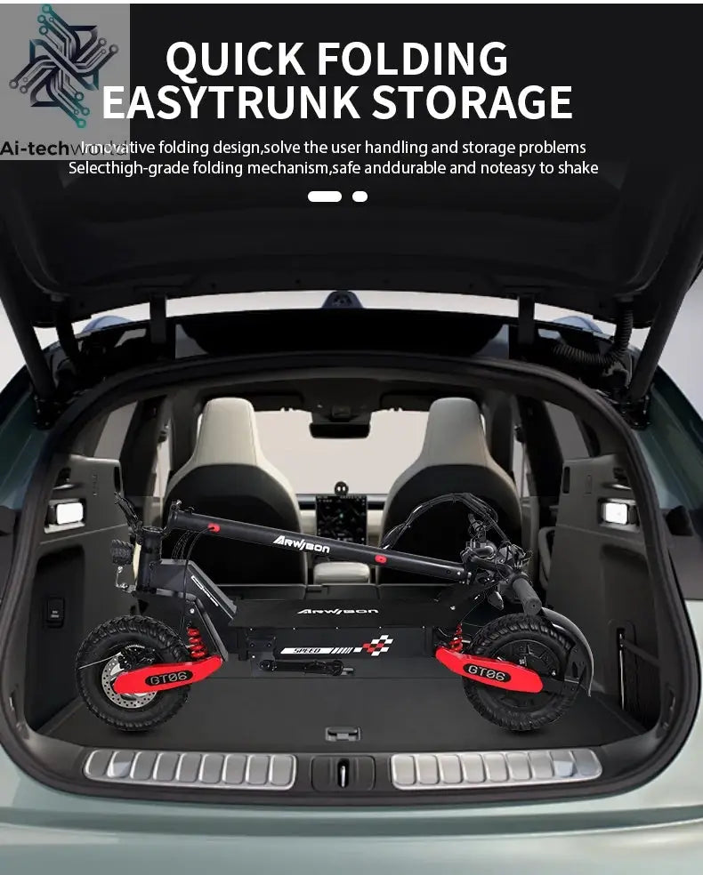 Arwibon GT06 1200W Foldable E-Scooter for Adults -Max Speed 25MPH, 48V 13AH/23.4AH, 11"Off-Road Tires | US Stock, Factory Direct Ai-TechWorld 