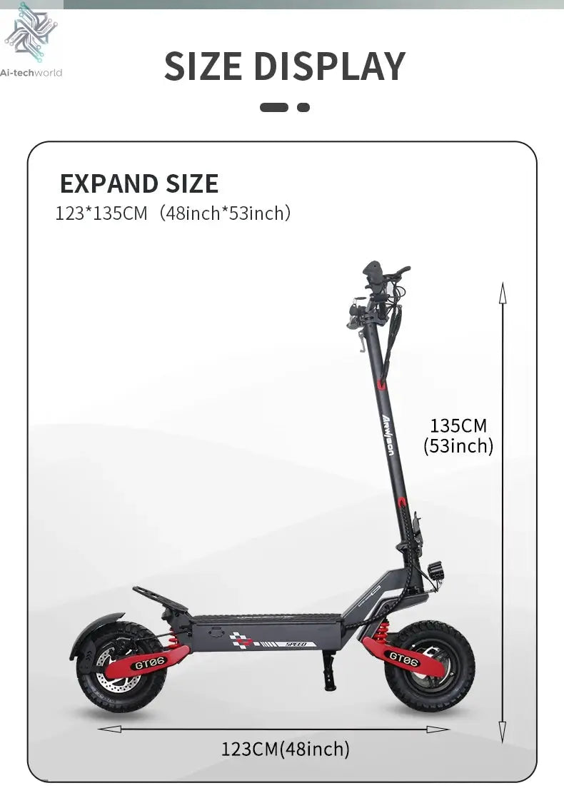 Arwibon GT06 1200W Foldable E-Scooter for Adults -Max Speed 25MPH, 48V 13AH/23.4AH, 11"Off-Road Tires | US Stock, Factory Direct Ai-TechWorld 