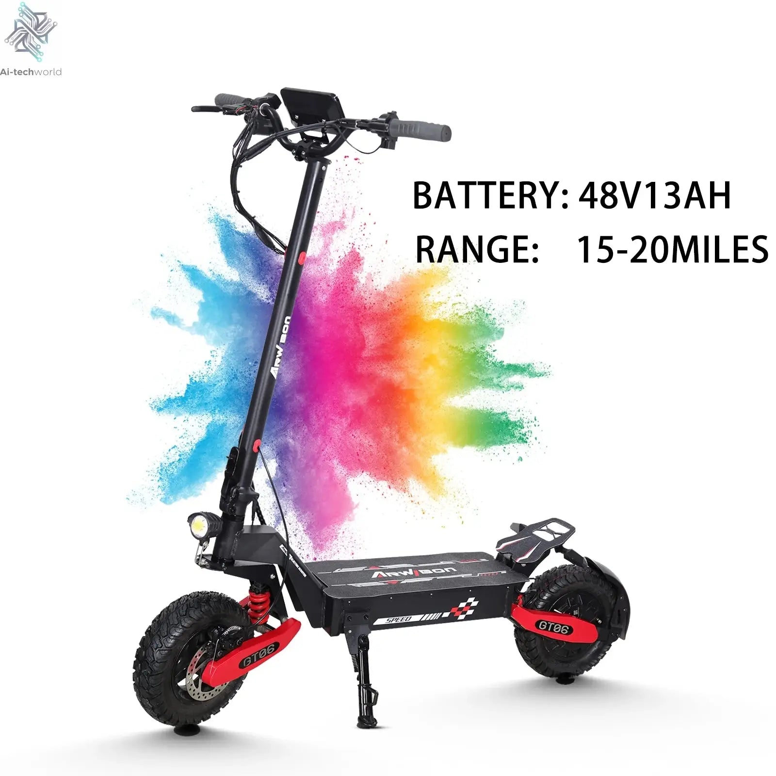 Arwibon GT06 1200W Foldable E-Scooter for Adults -Max Speed 25MPH, 48V 13AH/23.4AH, 11"Off-Road Tires | US Stock, Factory Direct Ai-TechWorld 