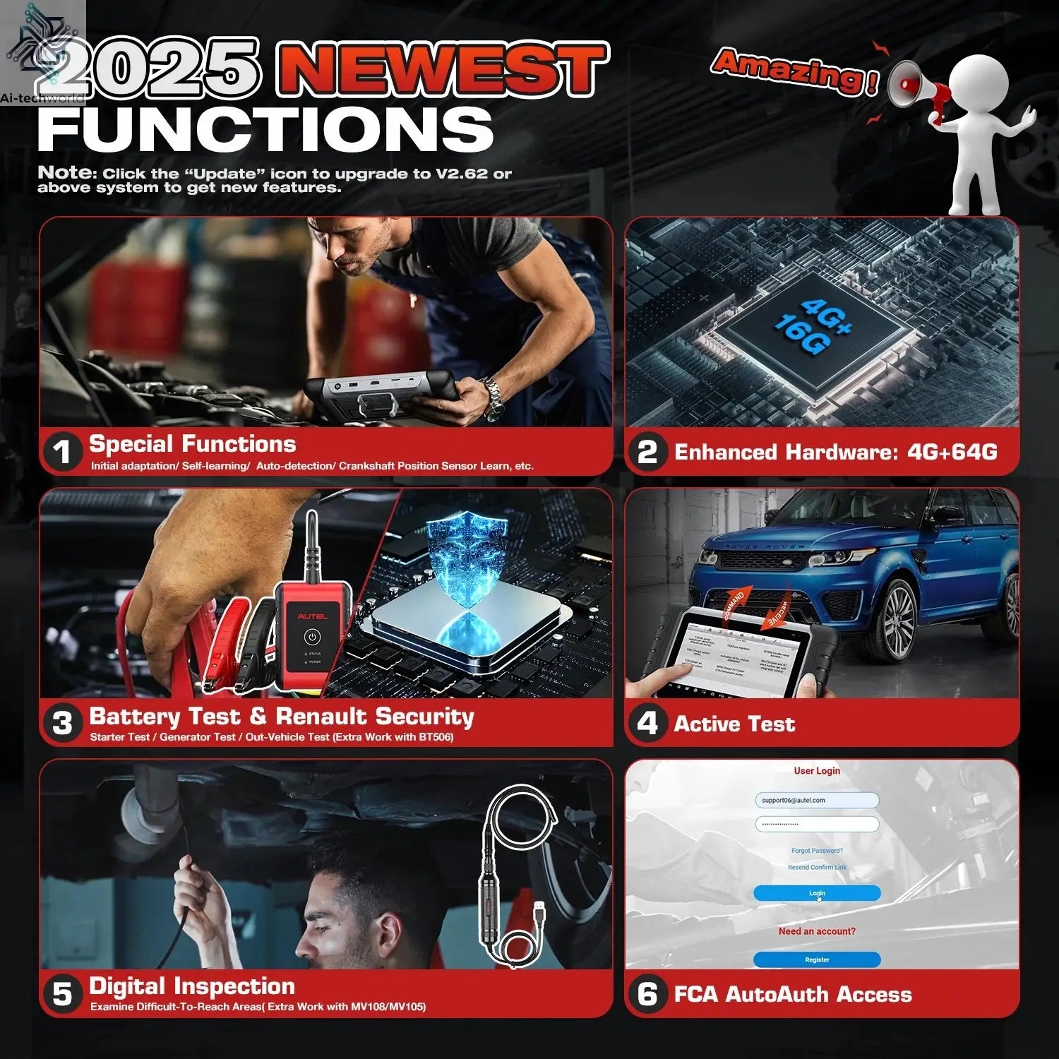 Autel MaxiCOM MK808BT PRO Car Automotivo Diagnostic Tools Bluetooth OBD2 Scanner Code Reader Diagnosis Tool PK MK808KBT MK808S Ai-TechWorld 