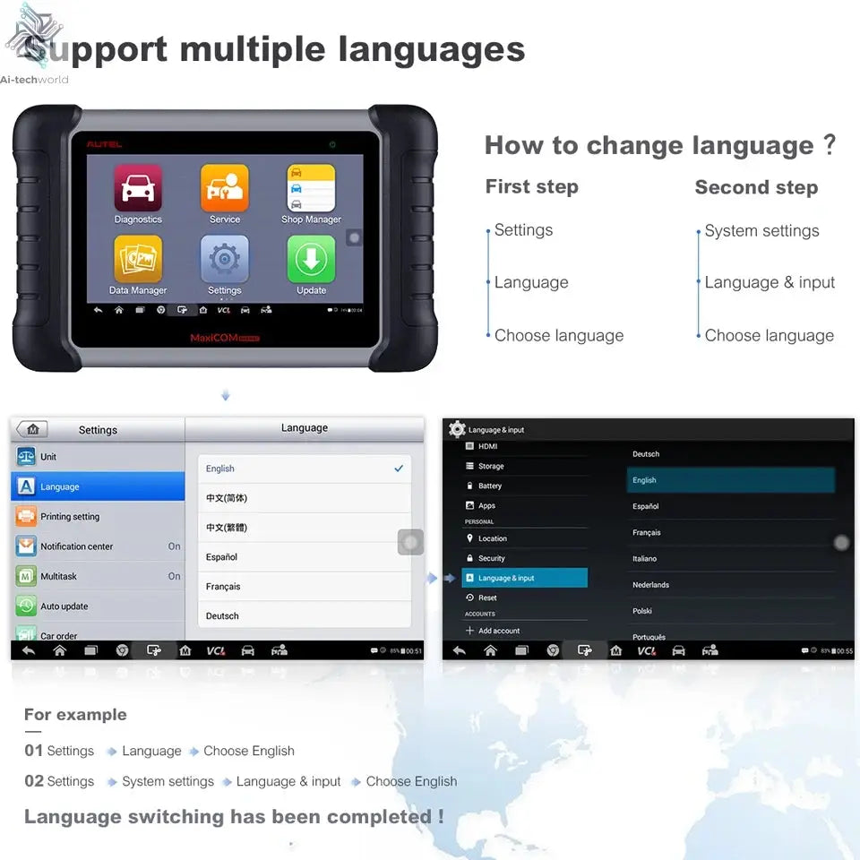 Autel MaxiCOM MK808BT PRO Car Automotivo Diagnostic Tools Bluetooth OBD2 Scanner Code Reader Diagnosis Tool PK MK808KBT MK808S Ai-TechWorld 