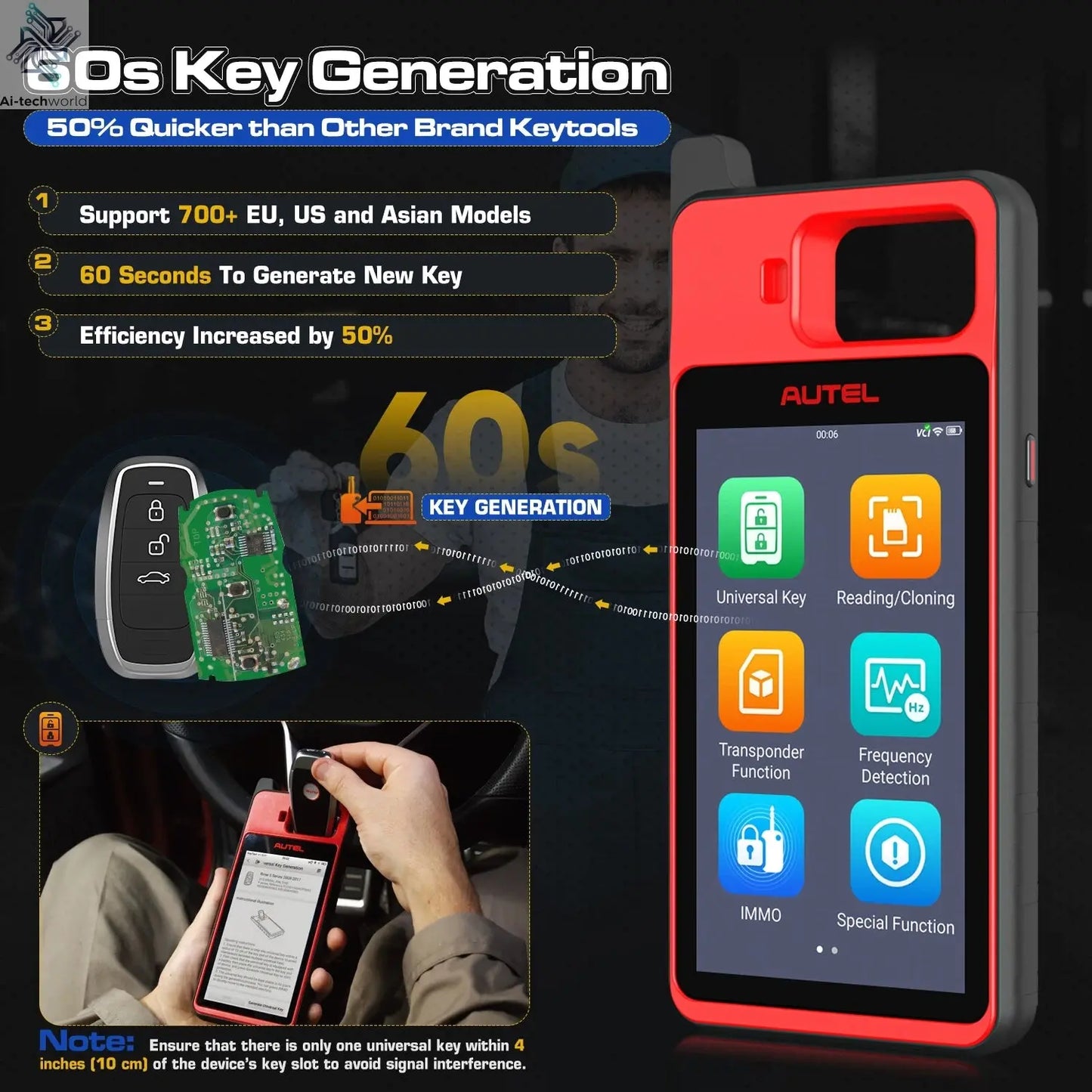 Autel MaxiIM KM100 Advanced One-Minute Key Generation Tool IMMO Key programming Key Renewal and Transponder Editing PK IM508S Ai-TechWorld 
