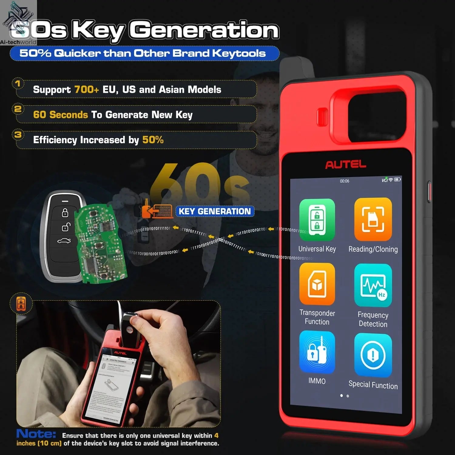 Autel MaxiIM KM100 Advanced One-Minute Key Generation Tool IMMO Key programming Key Renewal and Transponder Editing PK IM508S Ai-TechWorld 