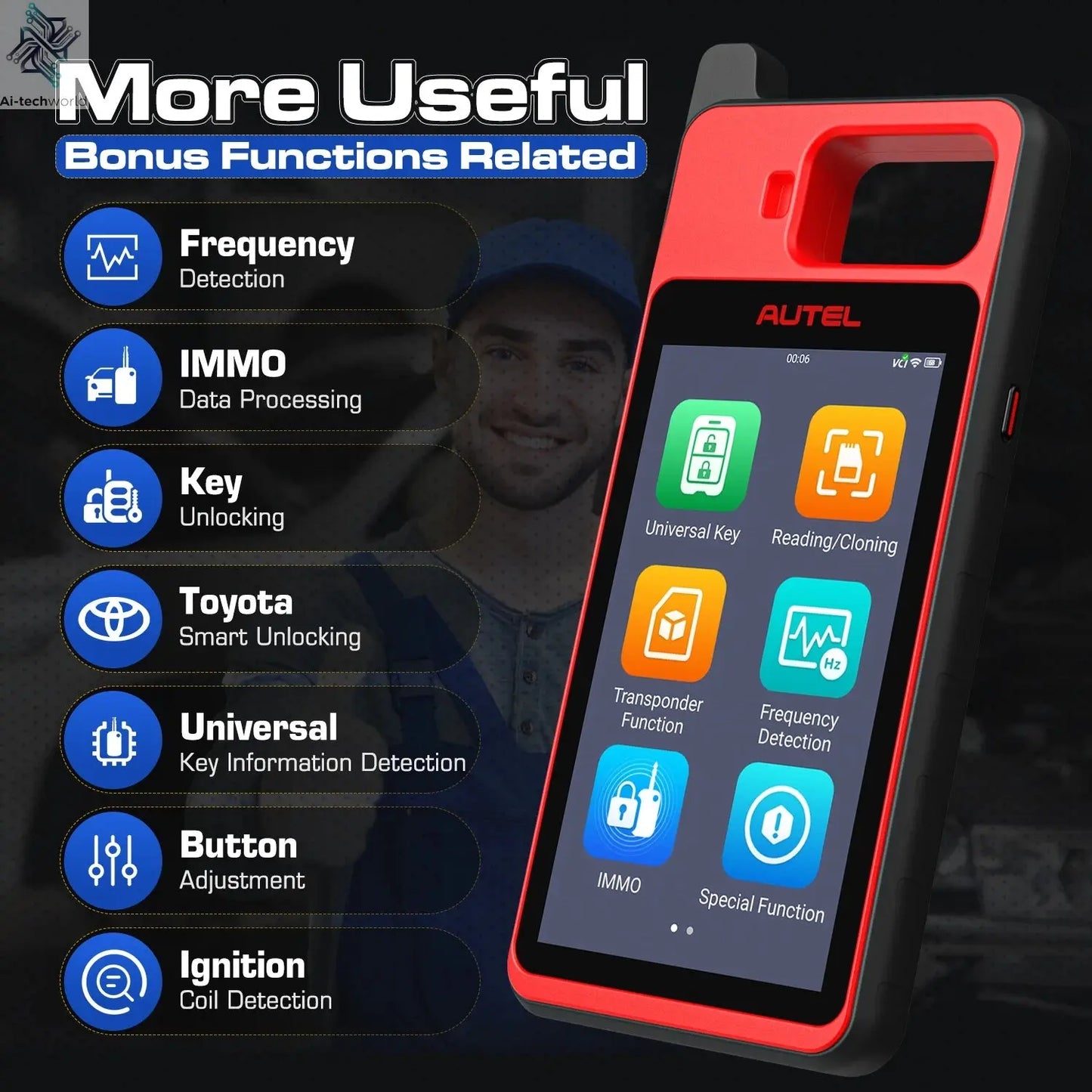 Autel MaxiIM KM100 Advanced One-Minute Key Generation Tool IMMO Key programming Key Renewal and Transponder Editing PK IM508S Ai-TechWorld 