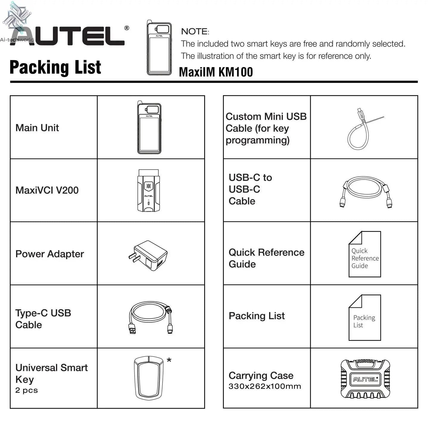 Autel MaxiIM KM100 Advanced One-Minute Key Generation Tool IMMO Key programming Key Renewal and Transponder Editing PK IM508S Ai-TechWorld 