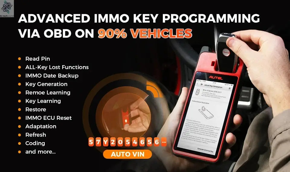 Autel MaxiIM KM100 Key Fob Programmer Immobilizer Tool Key Creation IMMO Learning Chip Read Write Cloning Frequency Detection Ai-TechWorld 