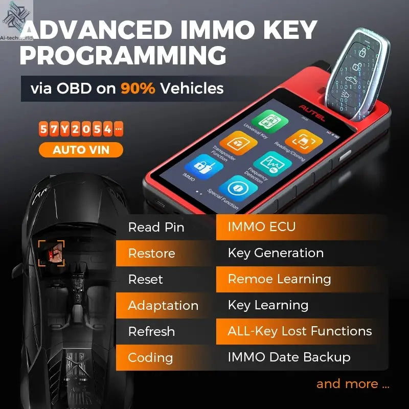 Autel MaxiIM KM100E Key Fob Programmer Immobilizer Tool Key Creation IMMO Learning Chip Read Write Cloning Frequency Detection Ai-TechWorld 