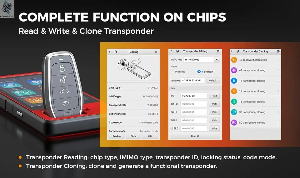 Autel MaxiIM KM100E Key Fob Programmer Immobilizer Tool Key Creation IMMO Learning Chip Read Write Cloning Frequency Detection Ai-TechWorld 