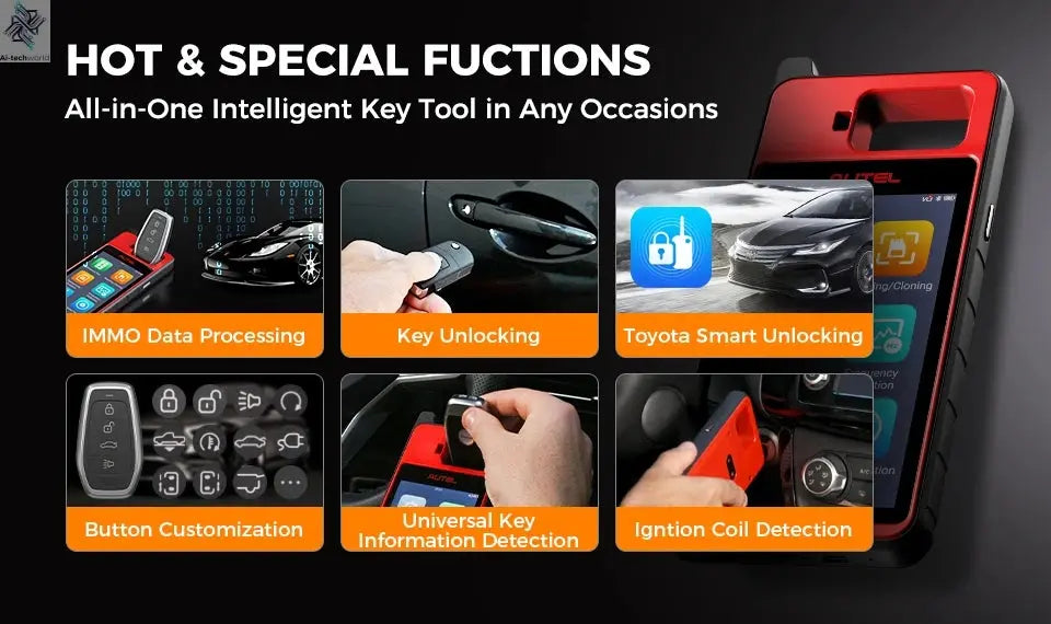 Autel MaxiIM KM100E Key Fob Programmer Immobilizer Tool Key Creation IMMO Learning Chip Read Write Cloning Frequency Detection Ai-TechWorld 
