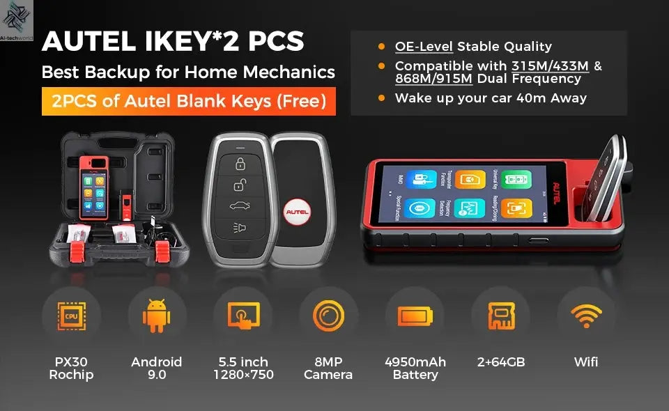 Autel MaxiIM KM100E Key Fob Programmer Immobilizer Tool Key Creation IMMO Learning Chip Read Write Cloning Frequency Detection Ai-TechWorld 