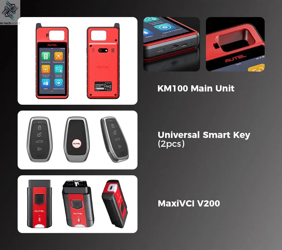 Autel MaxiIM KM100E Key Fob Programmer Immobilizer Tool Key Creation IMMO Learning Chip Read Write Cloning Frequency Detection Ai-TechWorld 