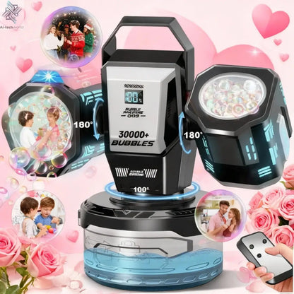 Auto Bubble Machine Remote Control 360 °   Rotation 1800Mah Type-C |   Perfect Gift for Outdoor Events Ai-TechWorld 