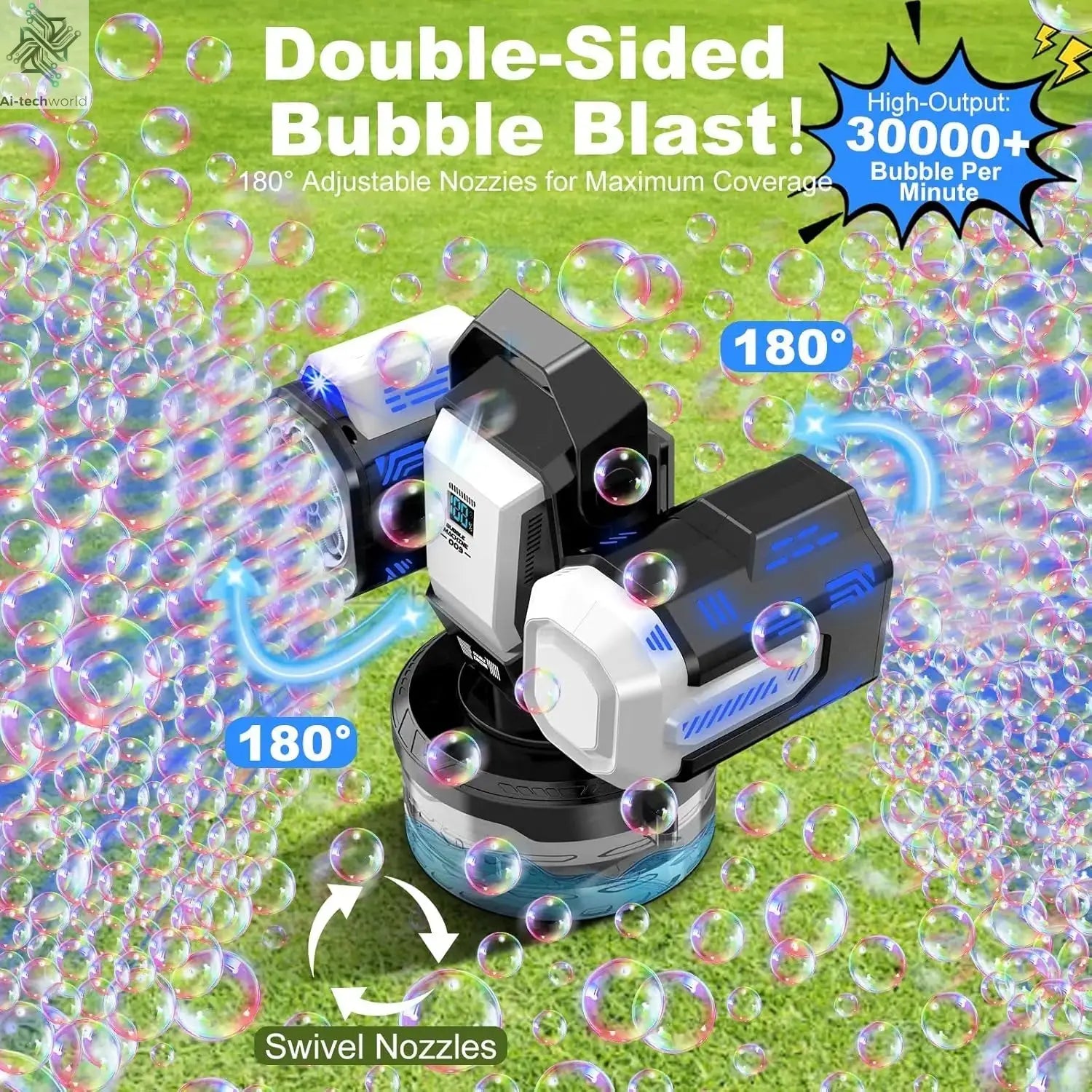 Auto Bubble Machine Remote Control 360 °   Rotation 1800Mah Type-C |   Perfect Gift for Outdoor Events Ai-TechWorld 