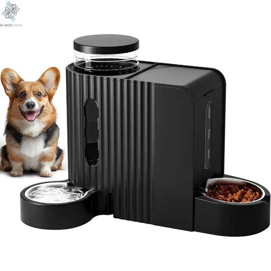 Automatic Pet Feeder and Stainless Steel Water Dispenser - Ai - TechWorld