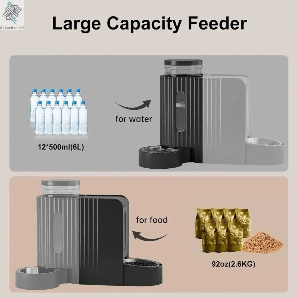 Automatic Pet Feeder and Stainless Steel Water Dispenser - Ai - TechWorld