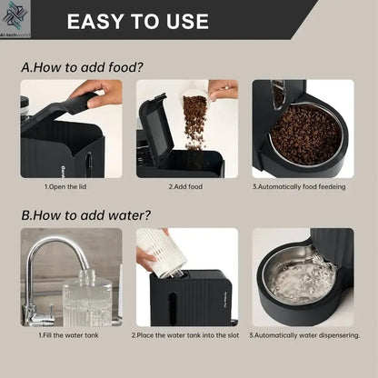 Automatic Pet Feeder and Stainless Steel Water Dispenser - Ai - TechWorld