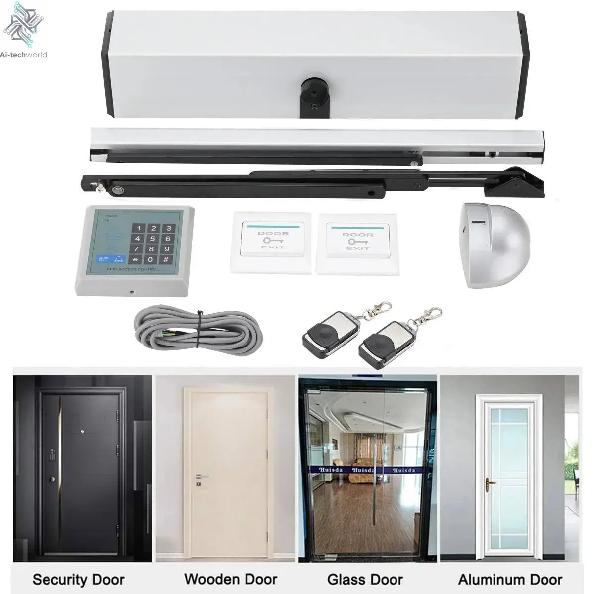 Automatic Swing Door Opener & Closer – Dual Remote Controls | Residential & Commercial Use Ai-TechWorld