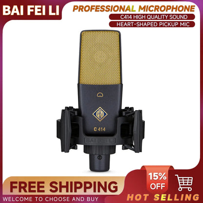 BAIFEILI C414 Professional Condenser Microphone XLR With 25mm Diaphragm Cardioid Mic for Streaming,Podcasting,Recording,ASMR Ai-TechWorld 